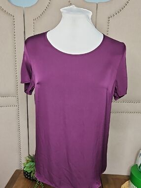 Quince Washable Silk Tee Deep Orchid Purple